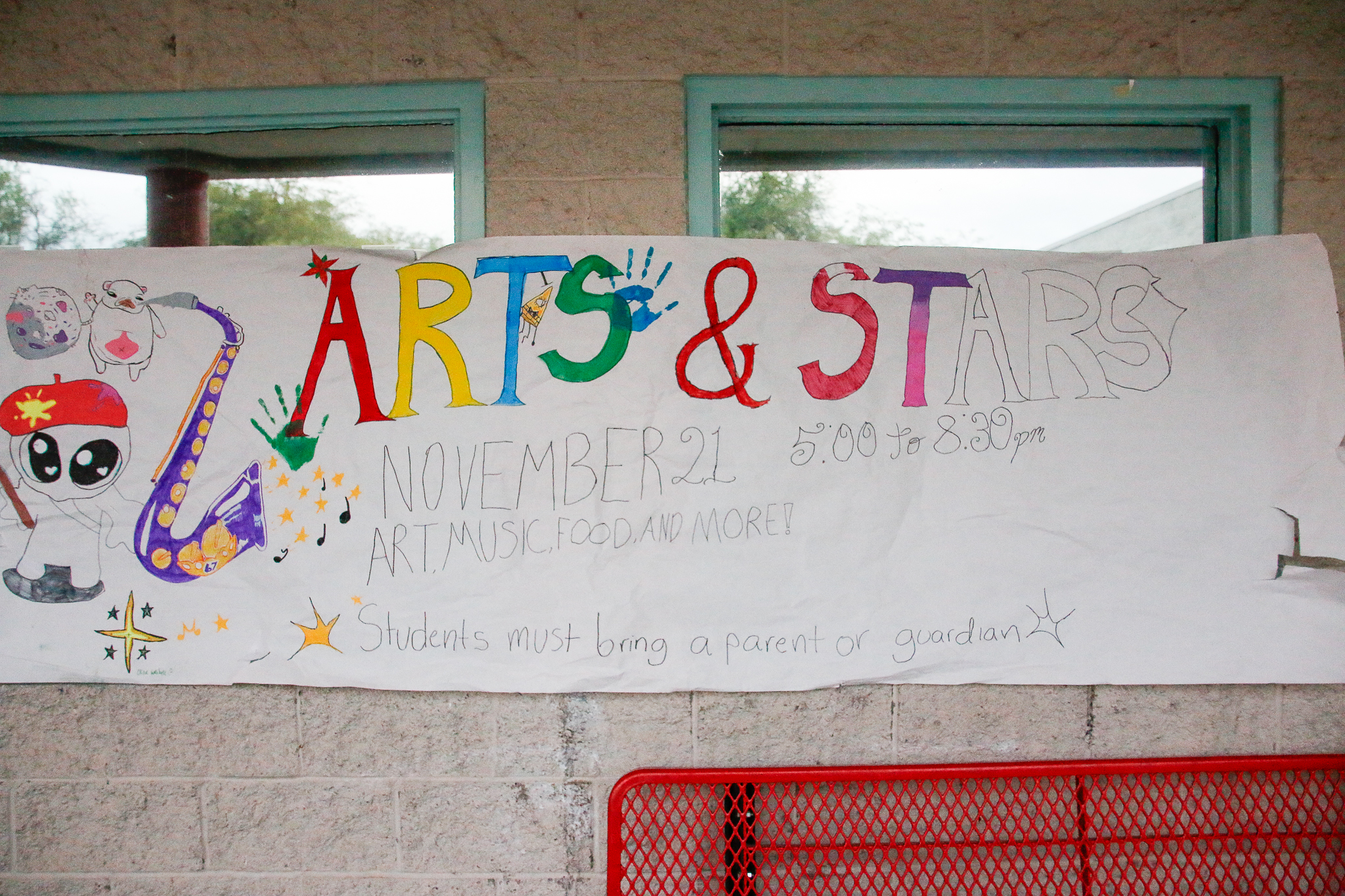 A hand-drawn banner for the Arts and Stars event