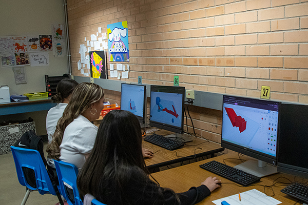 Middle school students working in the computer lab